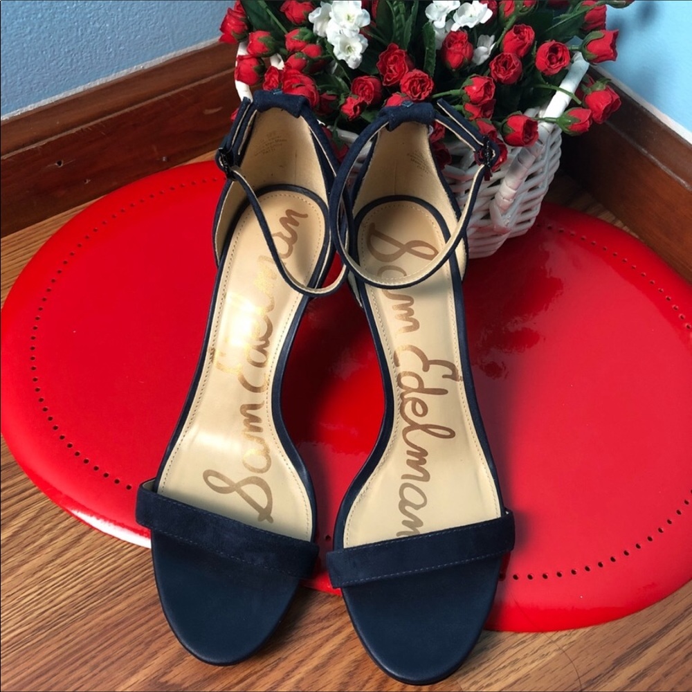 Sam Edelman Patti Heel Navy Blue Suede